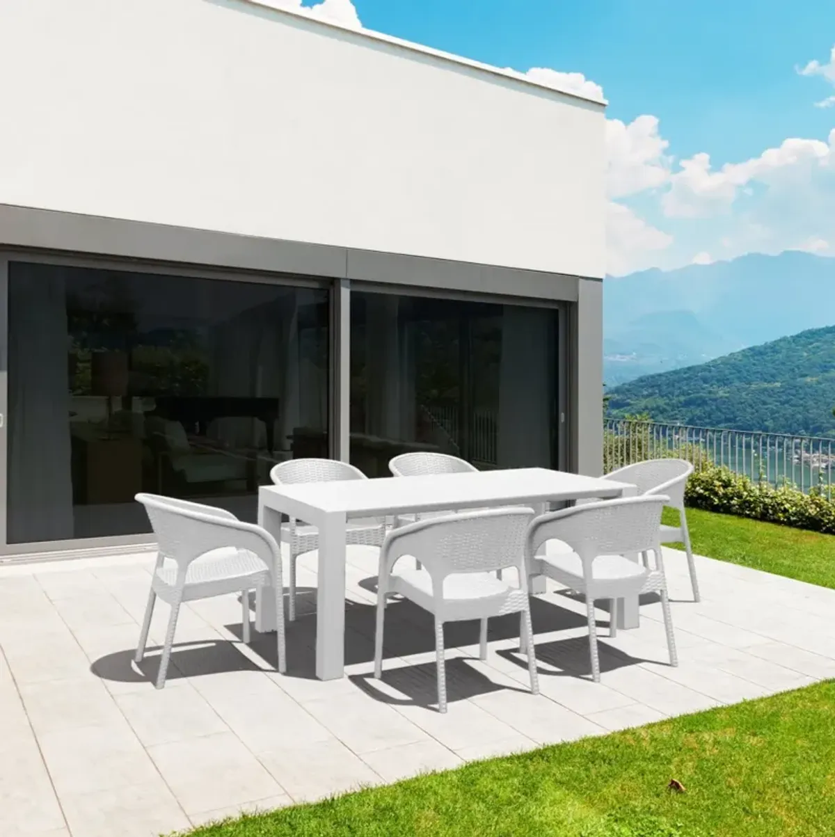 Compamia Panama Extendable Patio Outdoor Dining Set 7-Piece White
