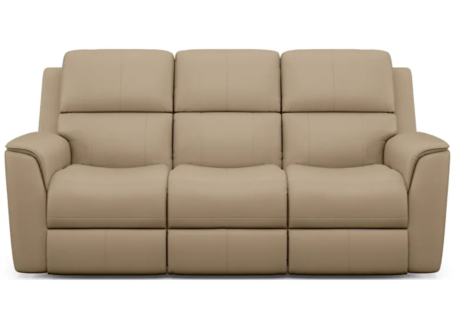 Flexsteel Henry Leather Power Reclining Sofa with Power Headrests & Lumbar in Cream