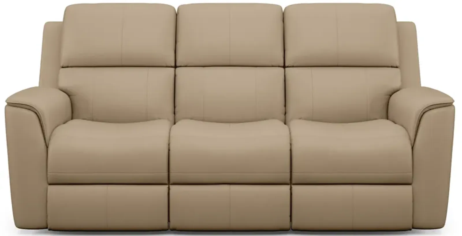 Flexsteel Henry Leather Power Reclining Sofa with Power Headrests & Lumbar in Cream