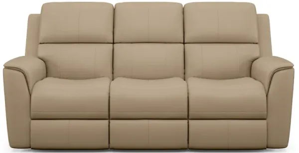 Flexsteel Henry Leather Power Reclining Sofa with Power Headrests & Lumbar in Cream