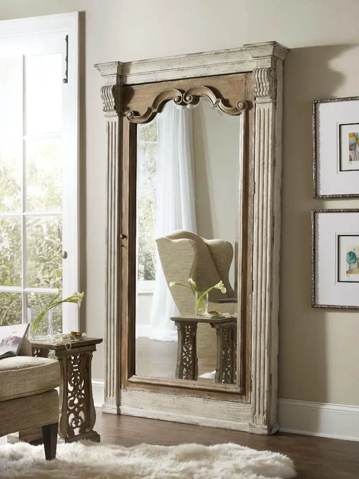 Hooker Furniture Chatelet Floor Mirror with Jewelry Armoire Storage