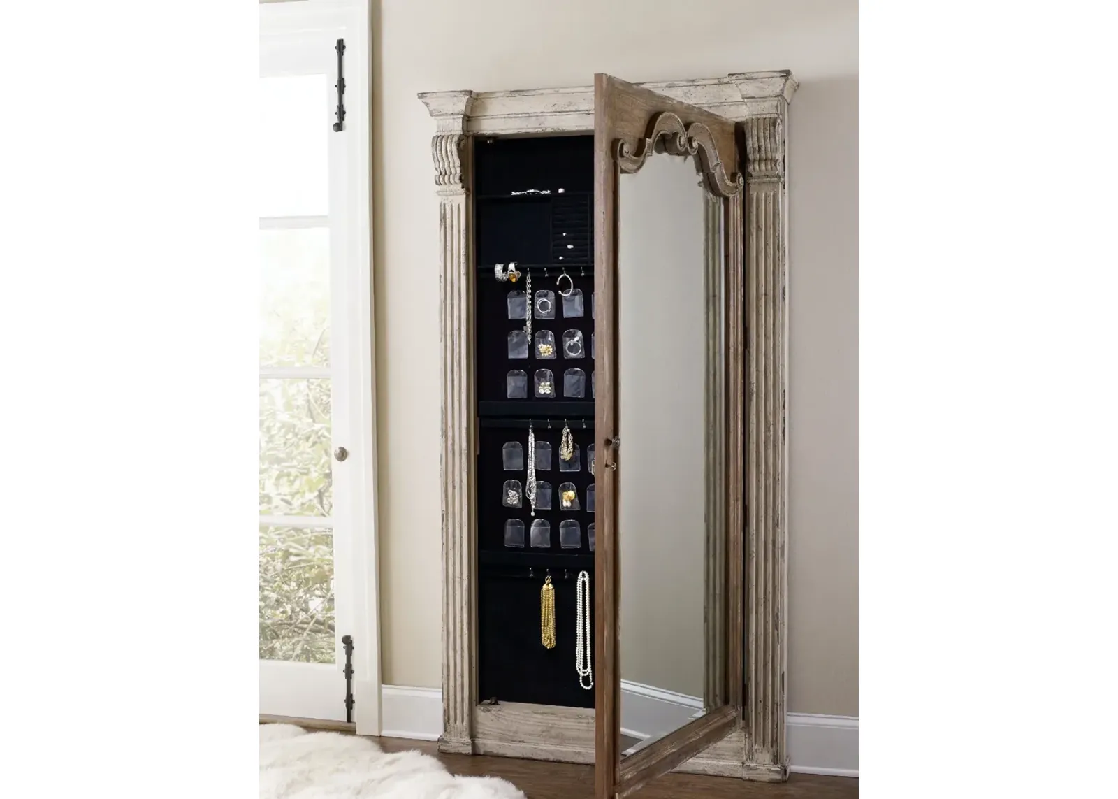 Hooker Furniture Chatelet Floor Mirror with Jewelry Armoire Storage