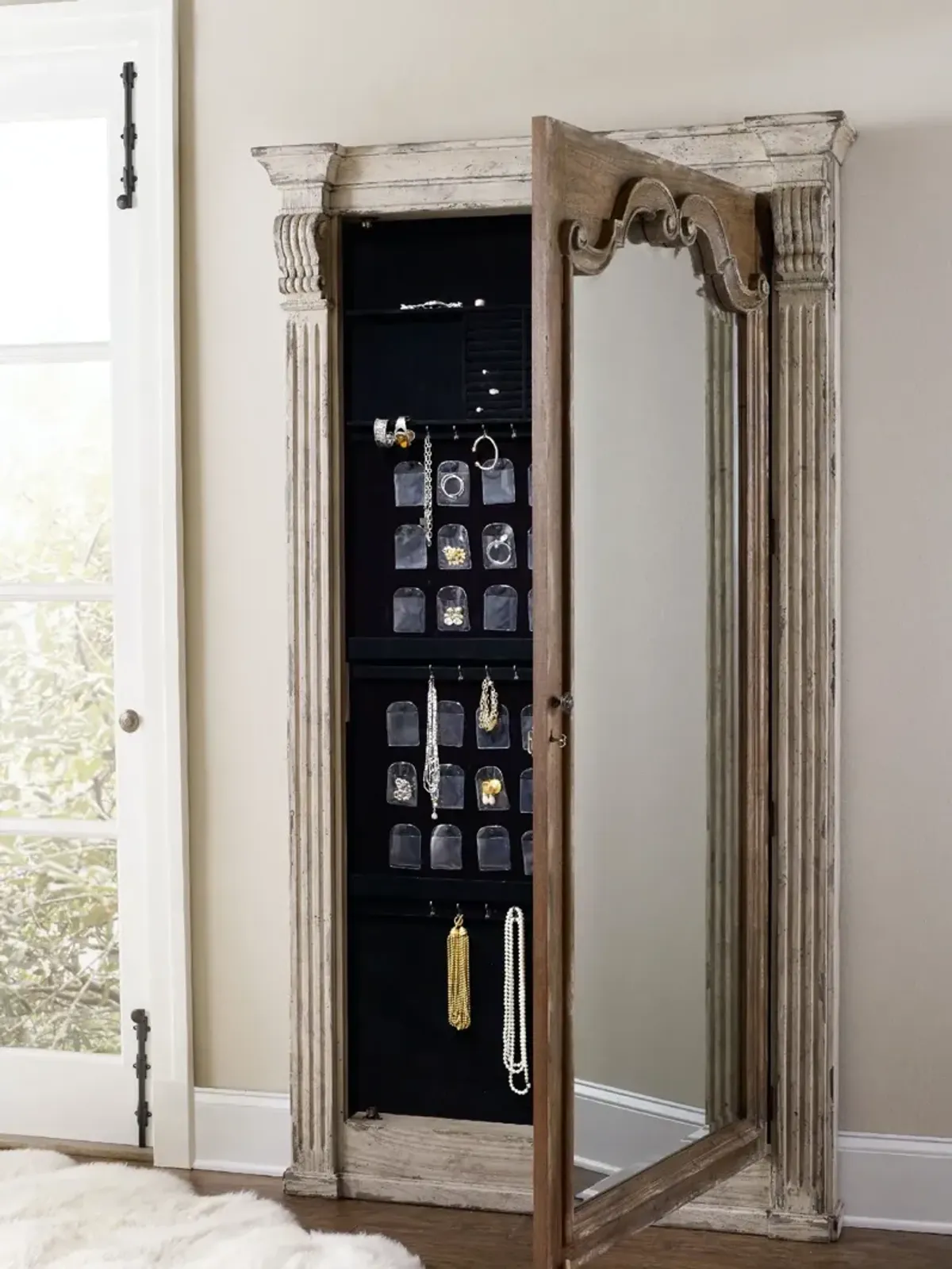 Hooker Furniture Chatelet Floor Mirror with Jewelry Armoire Storage