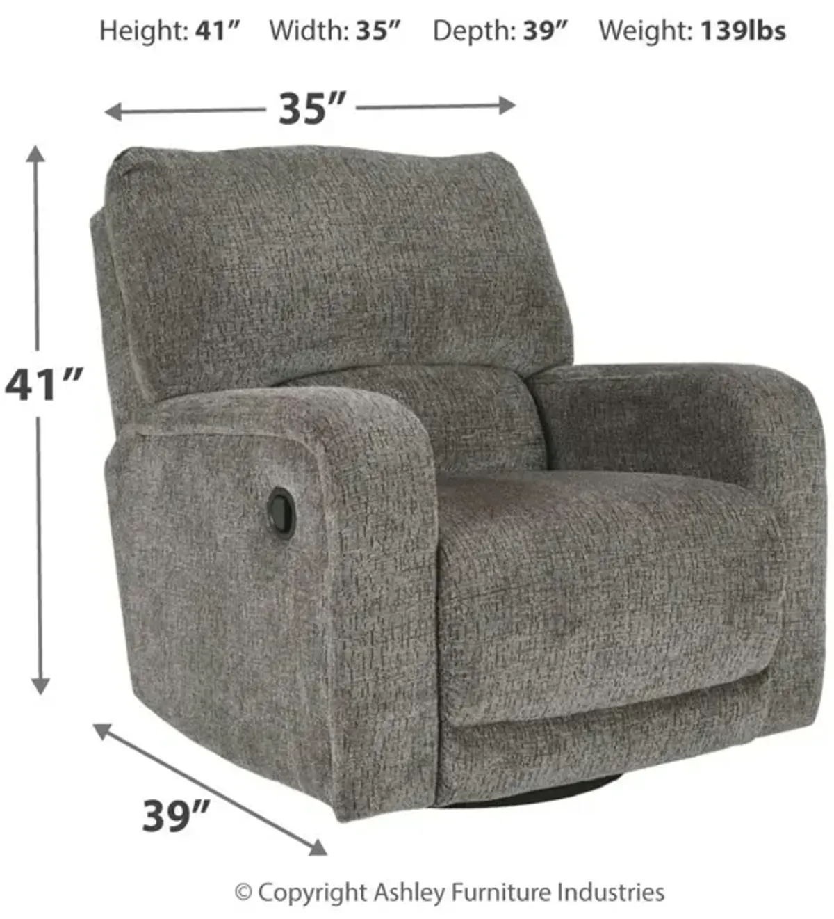 Wittlich Slate Swivel Glider Recliner