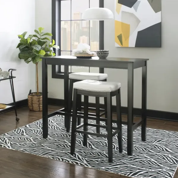 Linon Claridge 3-Piece Black/White Bar Stools & Table Set