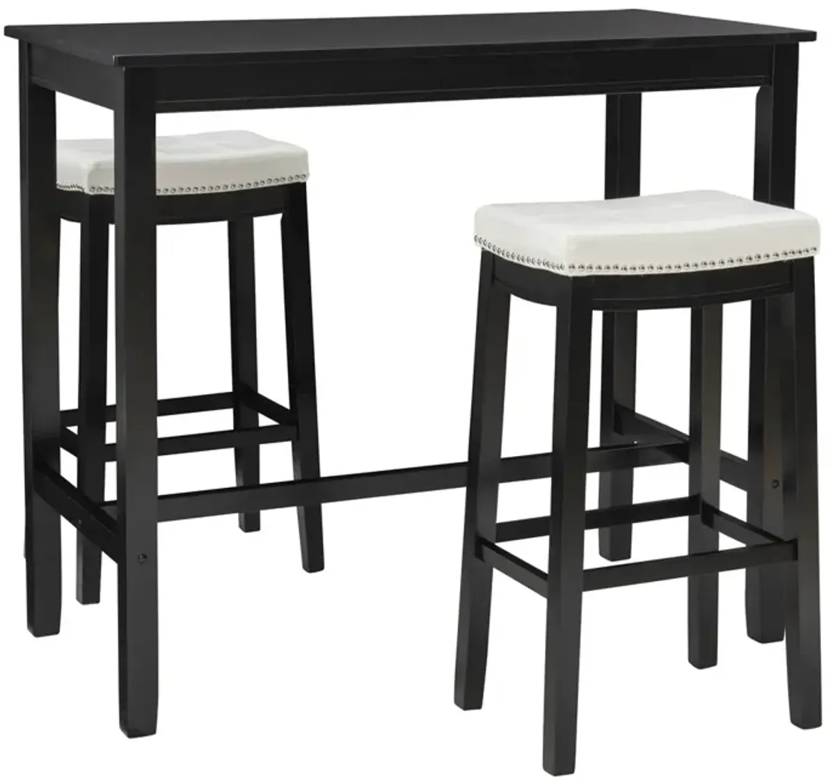 Linon Claridge 3-Piece Black/White Bar Stools & Table Set