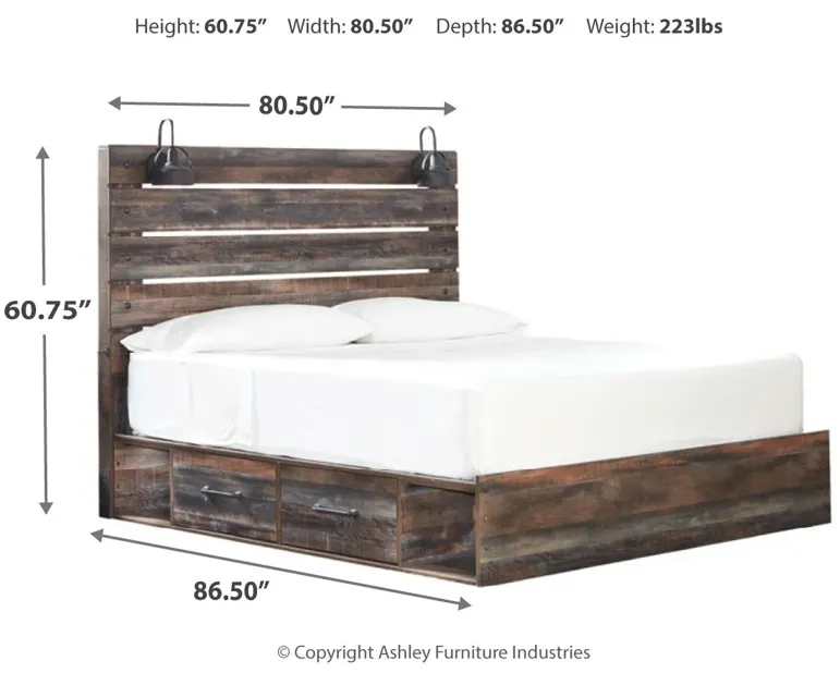 DRYSTAN KING PANEL BED WITH 2 STORAGE DRAWERS MULTI SIGNATURE DESIGN