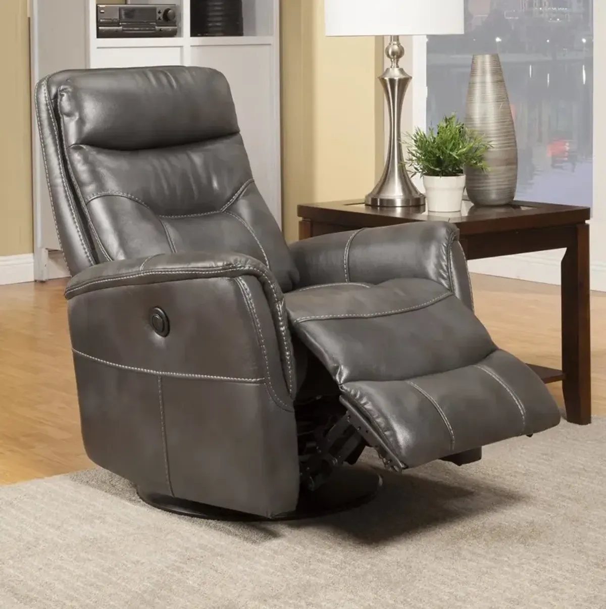 Parker House Gemini Collection Power Swivel Glider Recliner in Flint