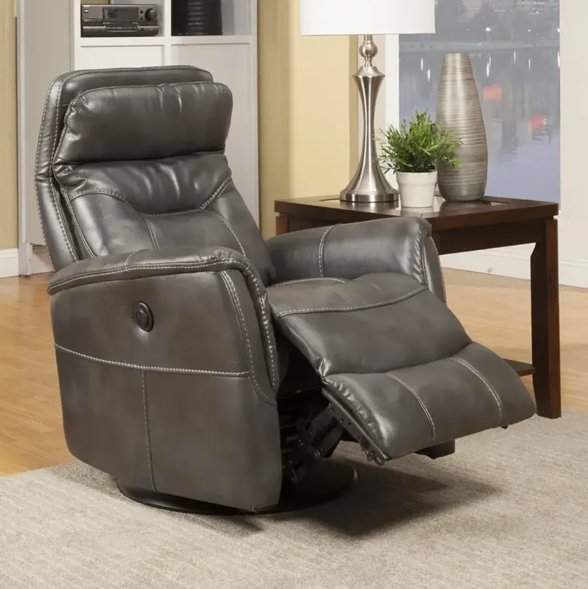 Parker House Gemini Collection Power Swivel Glider Recliner in Flint