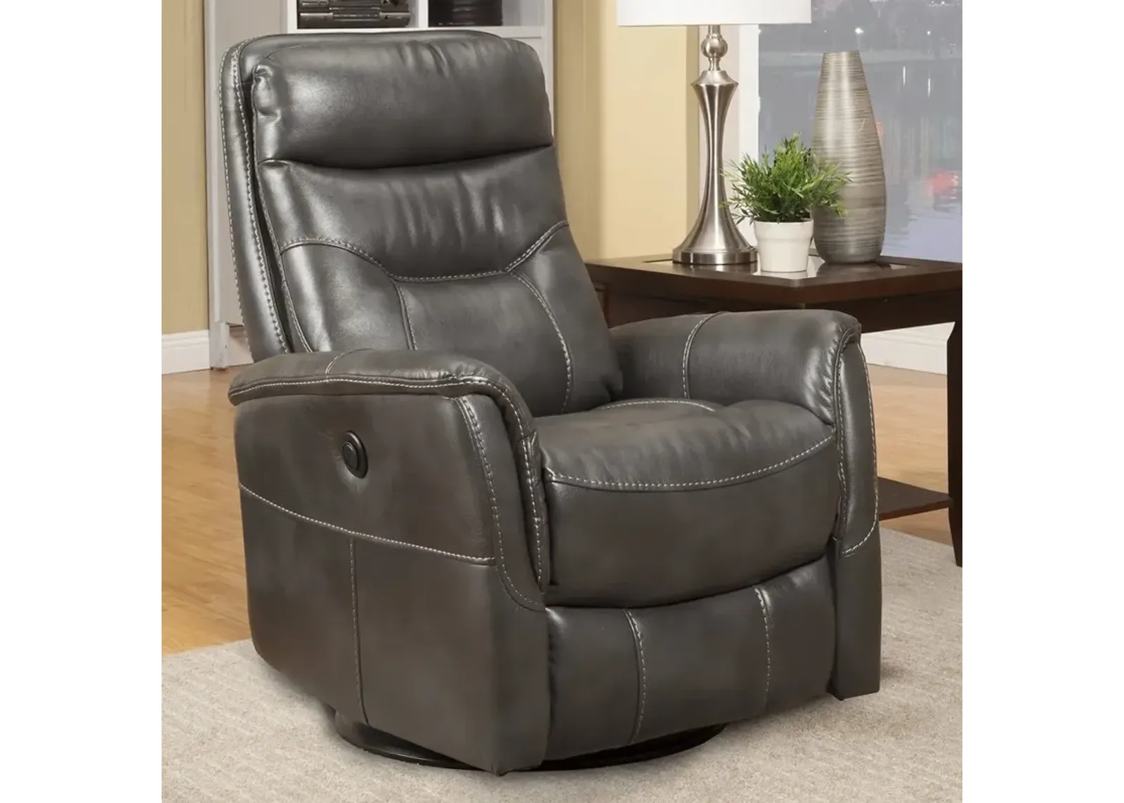 Parker House Gemini Collection Power Swivel Glider Recliner in Flint