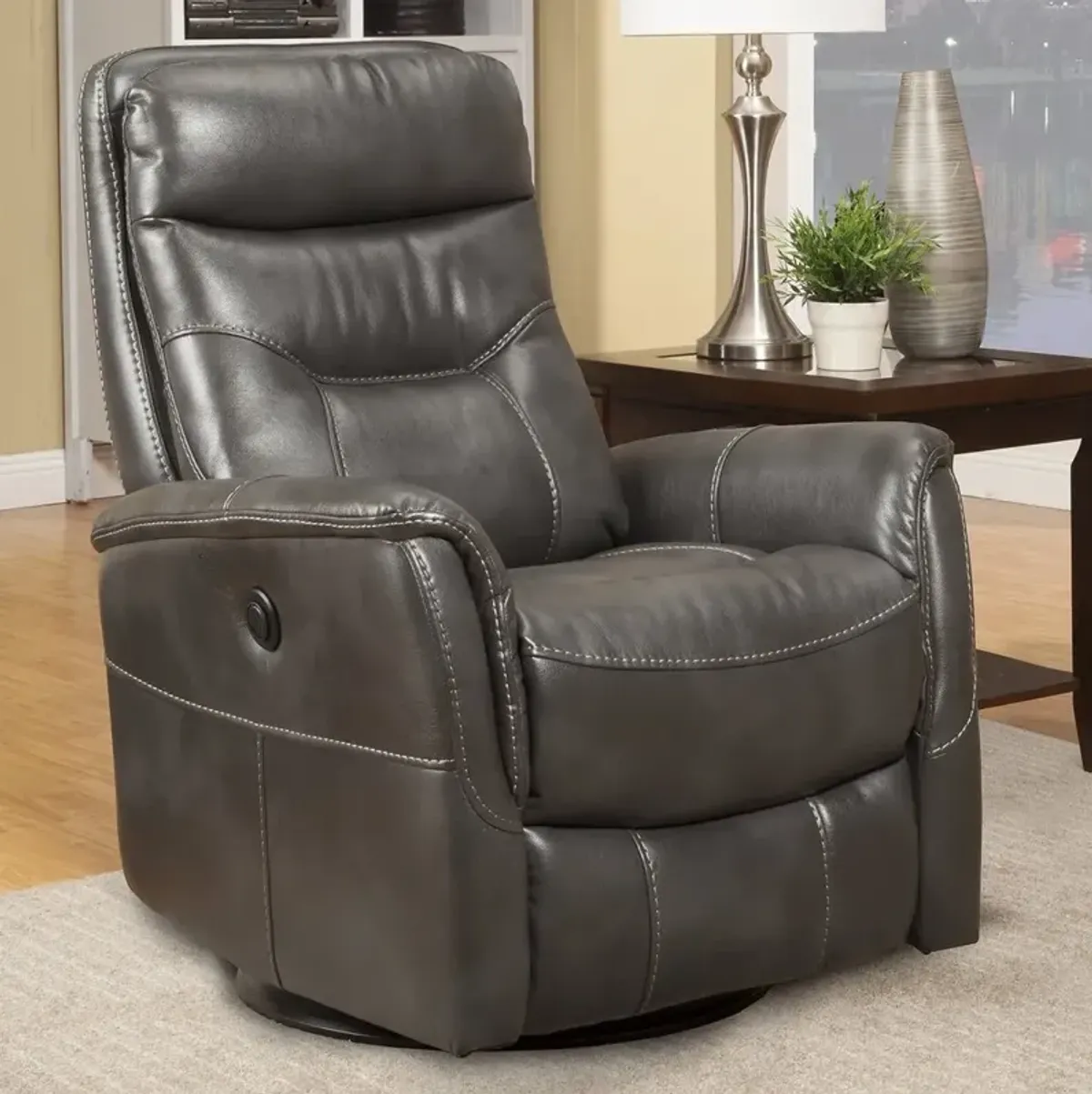 Parker House Gemini Collection Power Swivel Glider Recliner in Flint