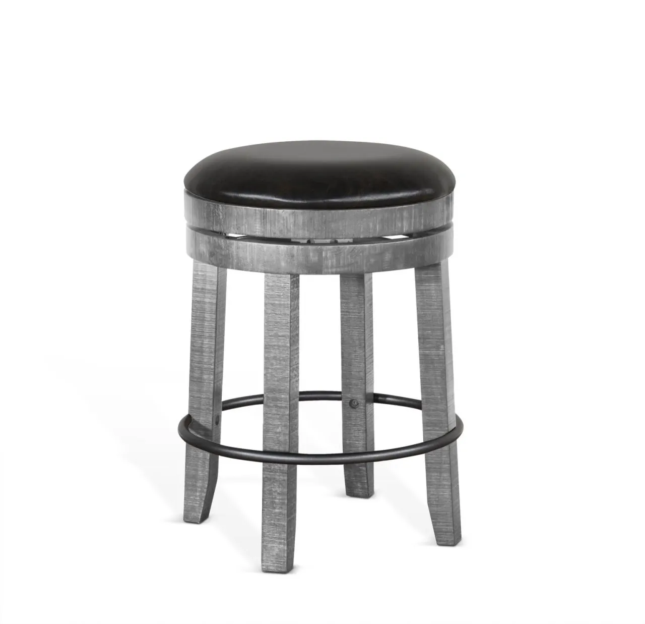 ALPINE GREY 24 INCH SWIVEL STOOL WITH CUSHIONED SEAT