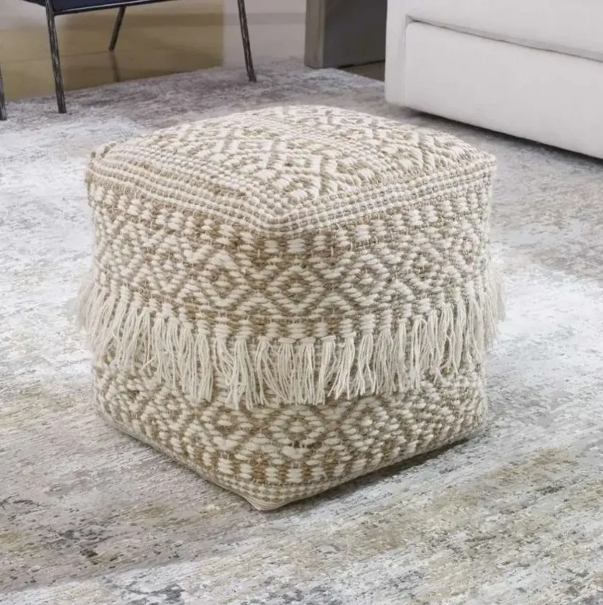 Uttermost Boheme Brown/Light Gray Pouf