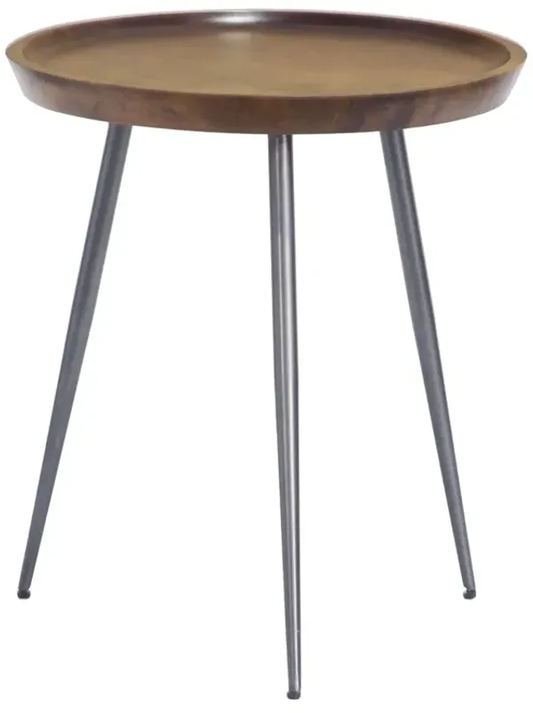 PAUL SOLID MANGO WOOD AND IRON TRIPOD ACCENT SIDE TABLE