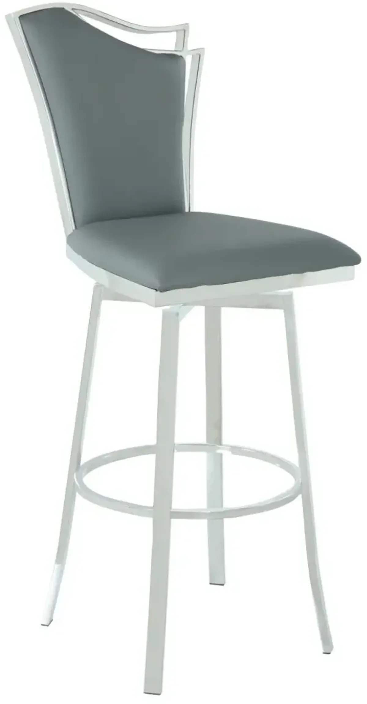 Chintaly Nadia Grey Contemporary Swivel Bar Stool with Design Back