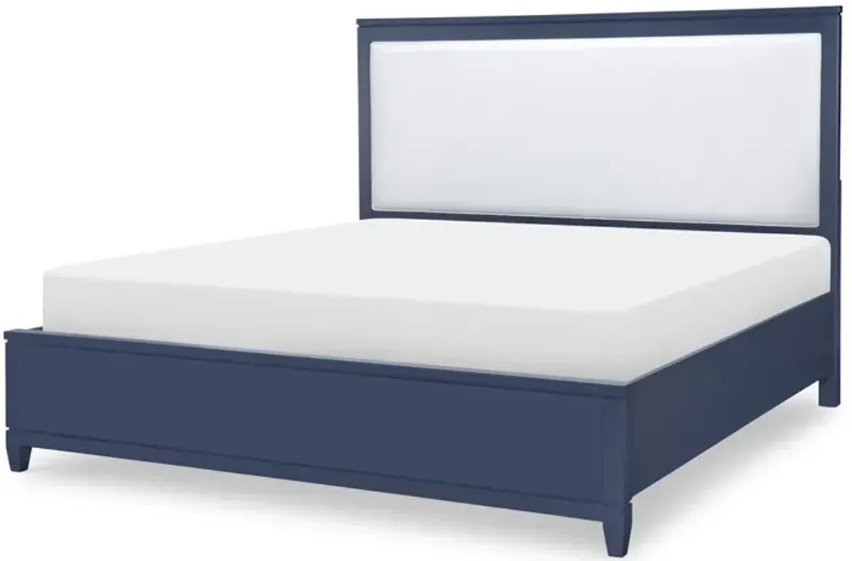 Legacy Classic Upholstered Headboard Queen Blue Finish Summerland Inkwell