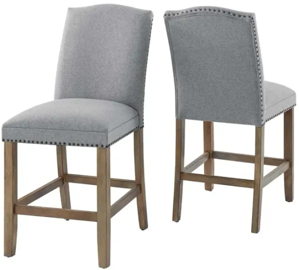 Steve Silver Grayson 24-Inch Counter-Height Stool Ash-Gray Upholstered With Nailhead In Driftwood