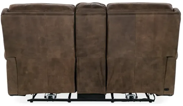 Hooker Furniture Wheeler Power Console Leather Loveseat with Power Headrest