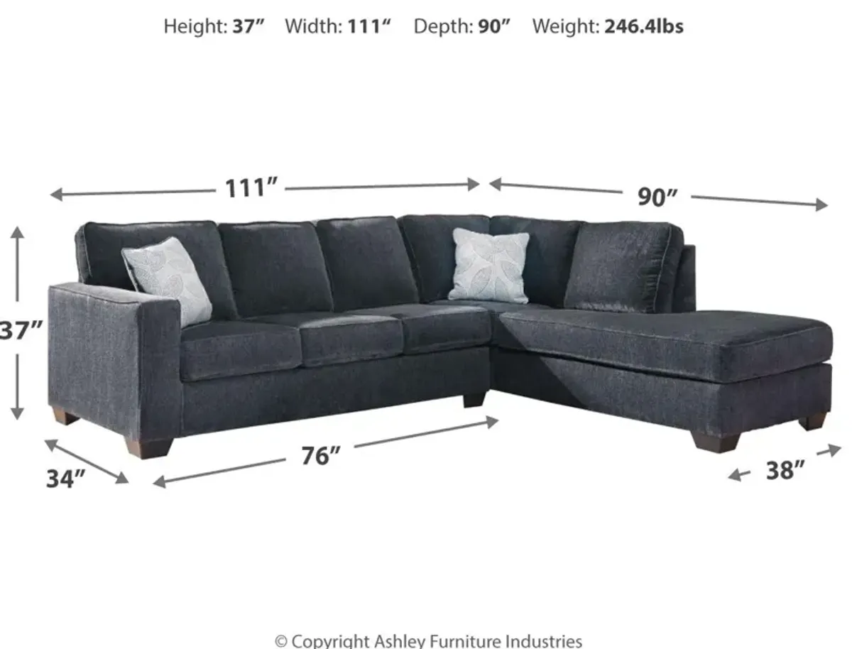 Ashley Altari 2-Piece Sleeper Sectional with Chaise Right-Arm Facing Slate