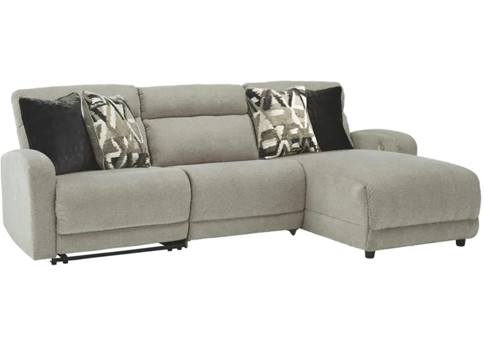 Ashley Colleyville 3-Piece Power Reclining Sectional with Chaise Contemporary Stone