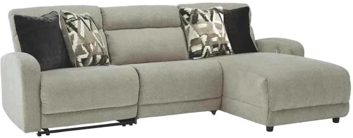 Ashley Colleyville 3-Piece Power Reclining Sectional with Chaise Contemporary Stone