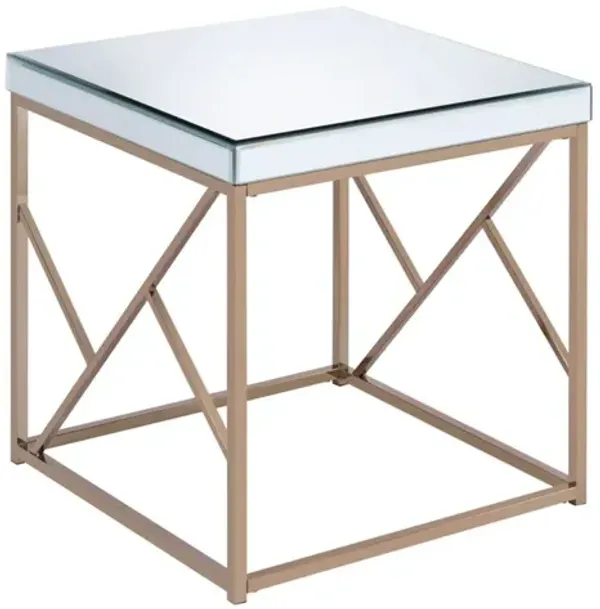 Steve Silver Evelyn End Table In Copper Chrome Finish
