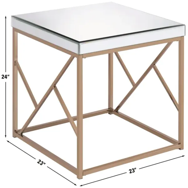 Steve Silver Evelyn End Table In Copper Chrome Finish