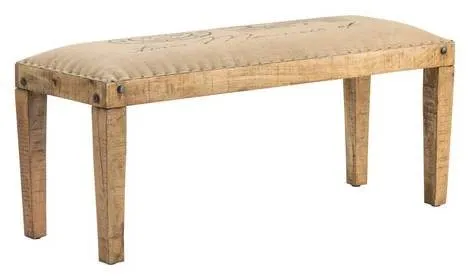 BENGAL MANOR MANGO WOOD BURLAP BENCH