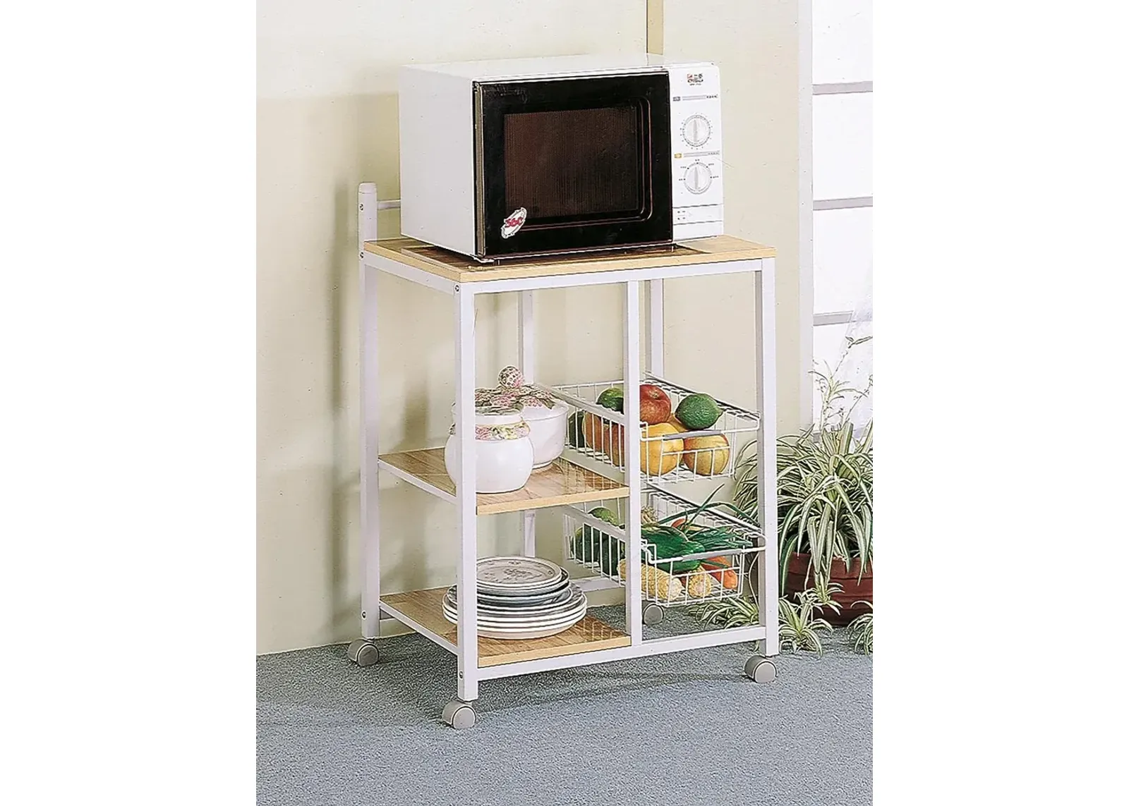 Coaster Kitchen Cart Natural Brown/White Natural Brown