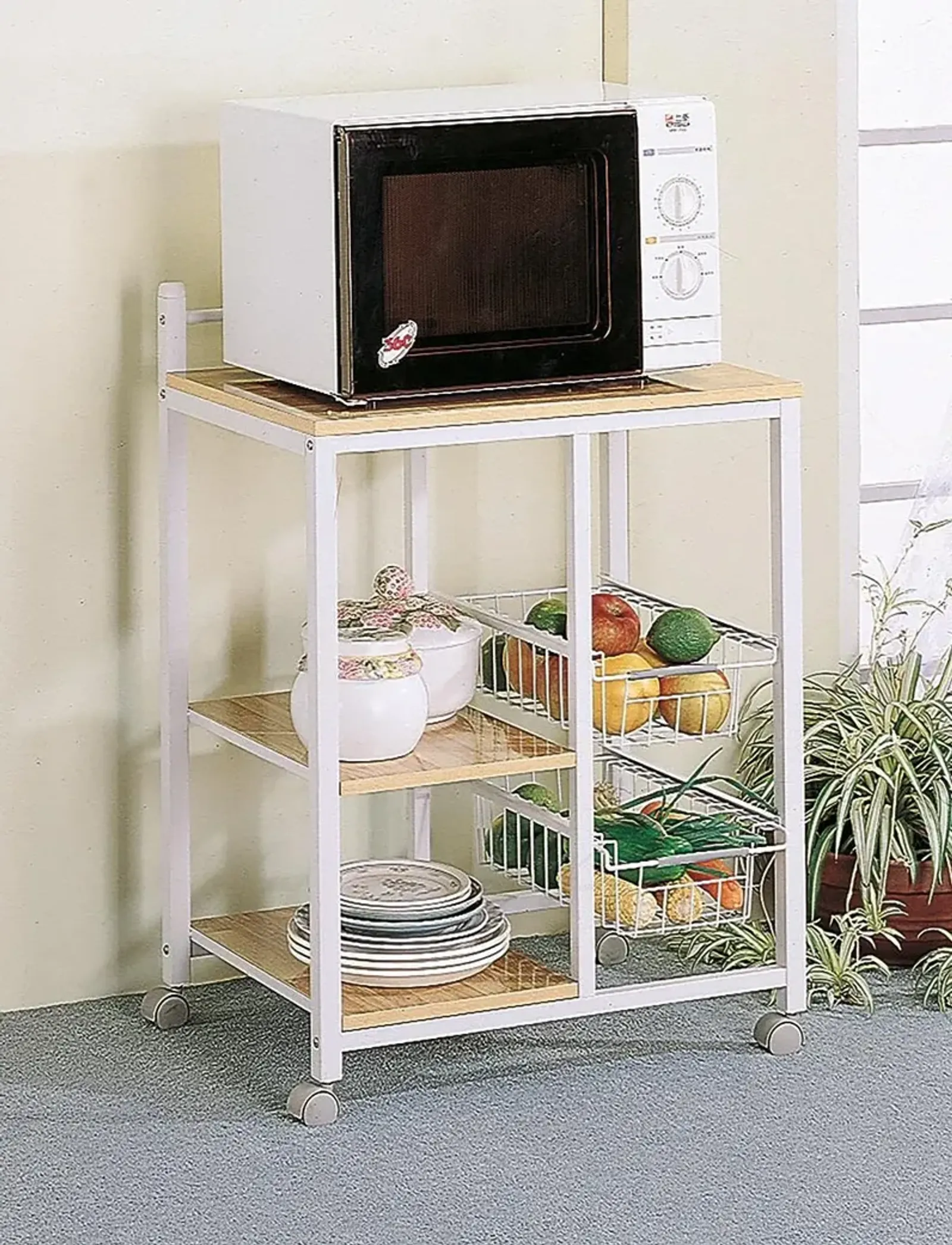 Coaster Kitchen Cart Natural Brown/White Natural Brown