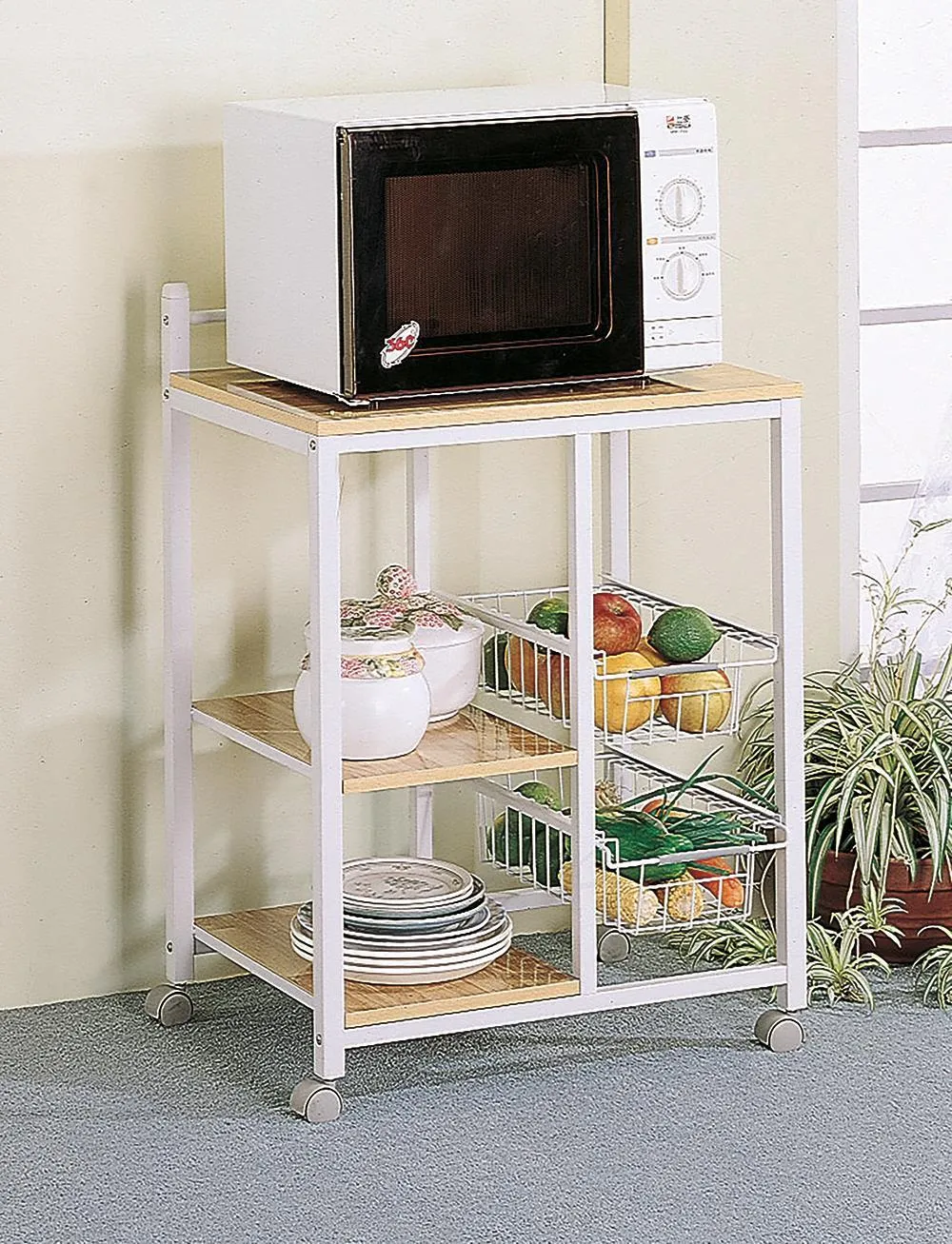 KITCHEN CART NATURAL BROWN/WHITE NATURAL BROWN