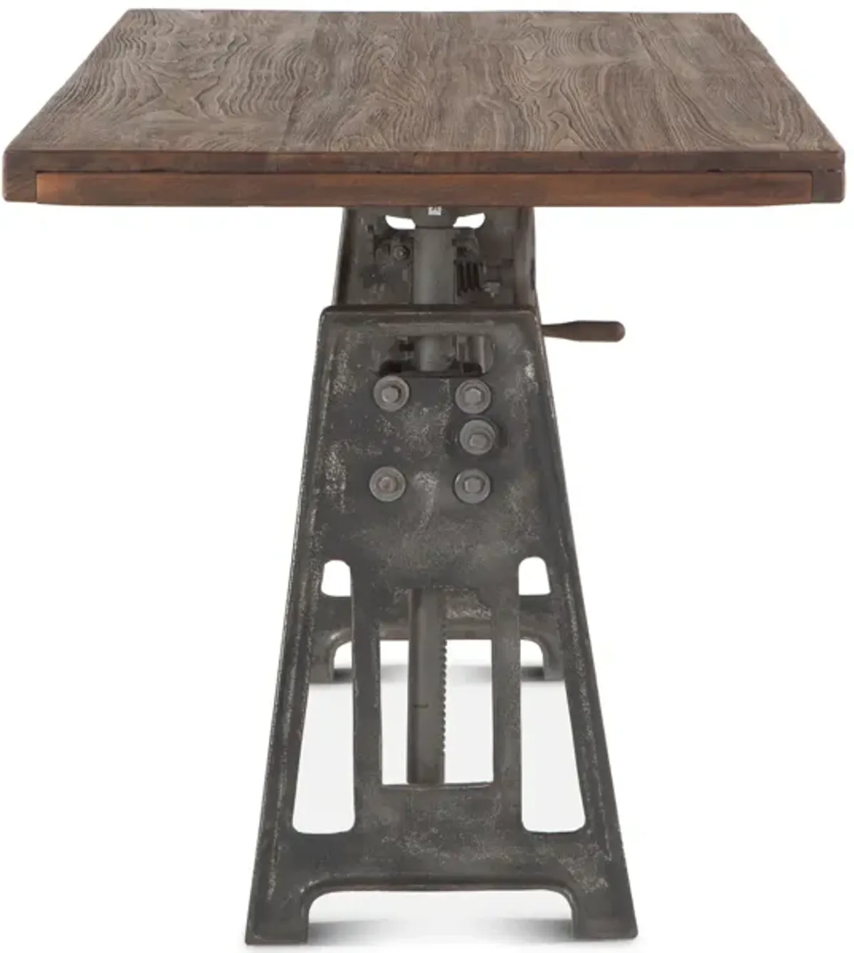 Home Trends Design Industrial Loft 60" Reclaimed Teak Wood Desk with Adjustable Crank