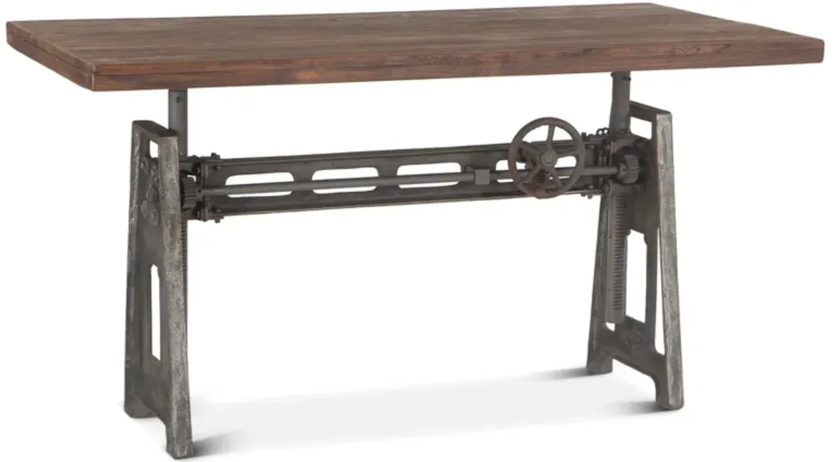 Home Trends Design Industrial Loft 60" Reclaimed Teak Wood Desk with Adjustable Crank