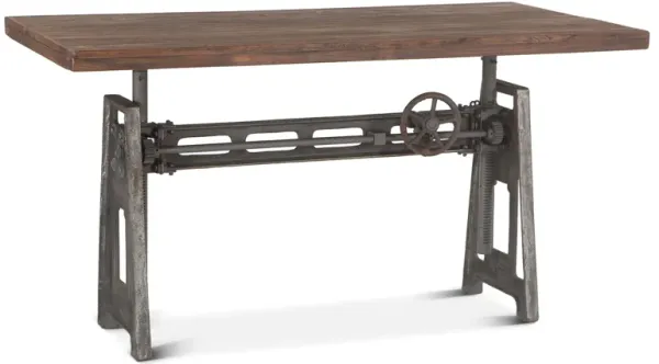 Home Trends Design Industrial Loft 60" Reclaimed Teak Wood Desk with Adjustable Crank