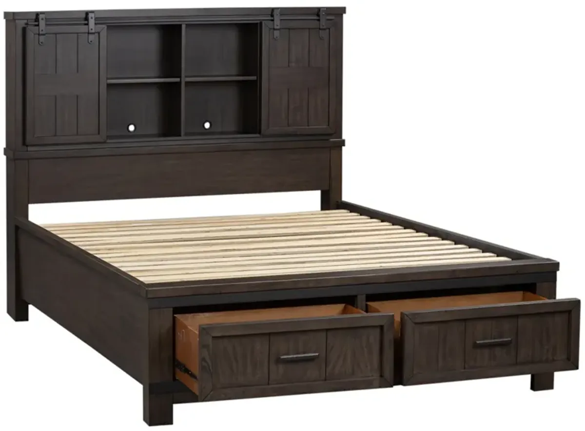 Liberty Furniture Thornwood Hills Rock Beaten Gray King Bookcase Bed