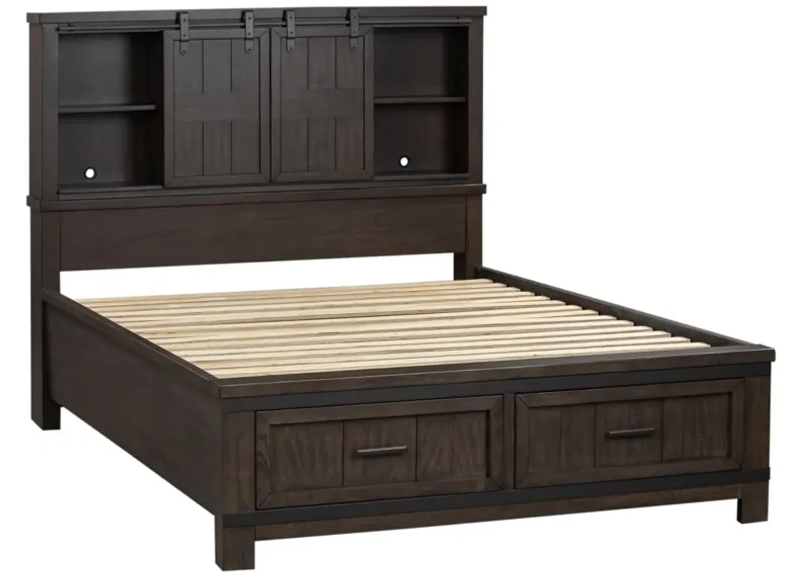 Liberty Furniture Thornwood Hills Rock Beaten Gray King Bookcase Bed