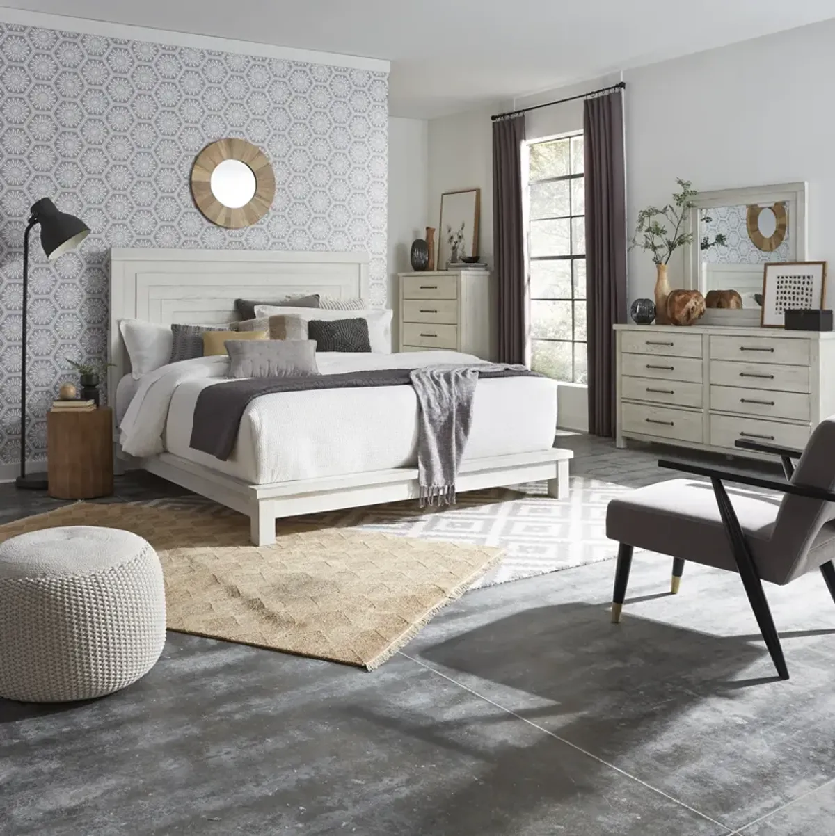 Liberty Furniture Complete Queen Bedroom Set Platform Bed, Dresser, Mirror & Chest Modern Farmhouse