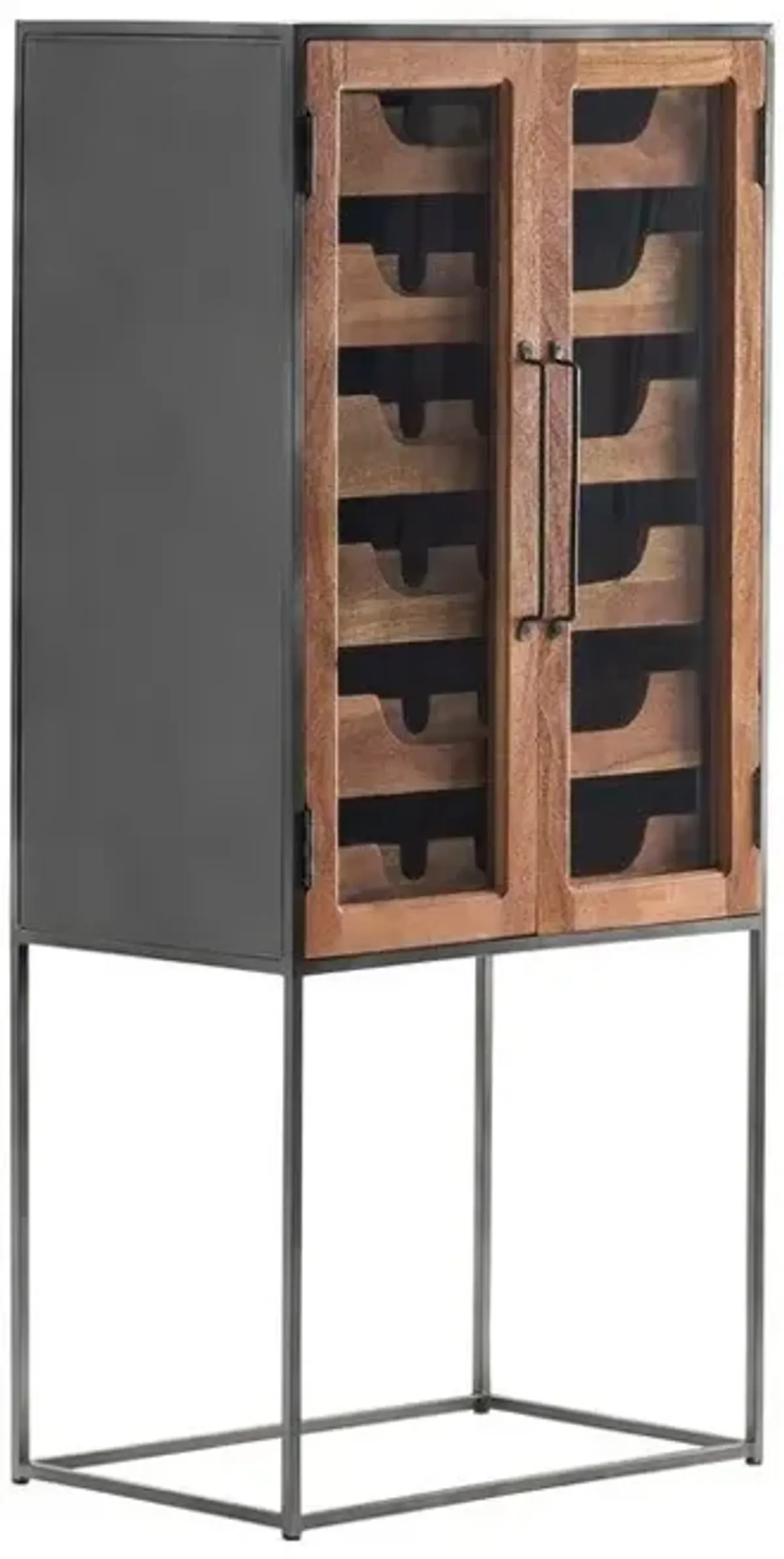 Crestview Bengal Manor Tall Glass & Metal Wine Cabinet