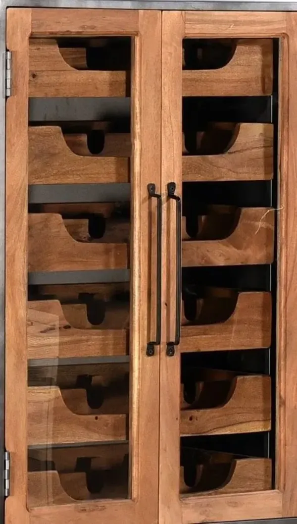 Crestview Bengal Manor Tall Glass & Metal Wine Cabinet