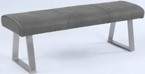 Chintaly Kalinda Grey Contemporary Dining Bench with Highlight Stitching