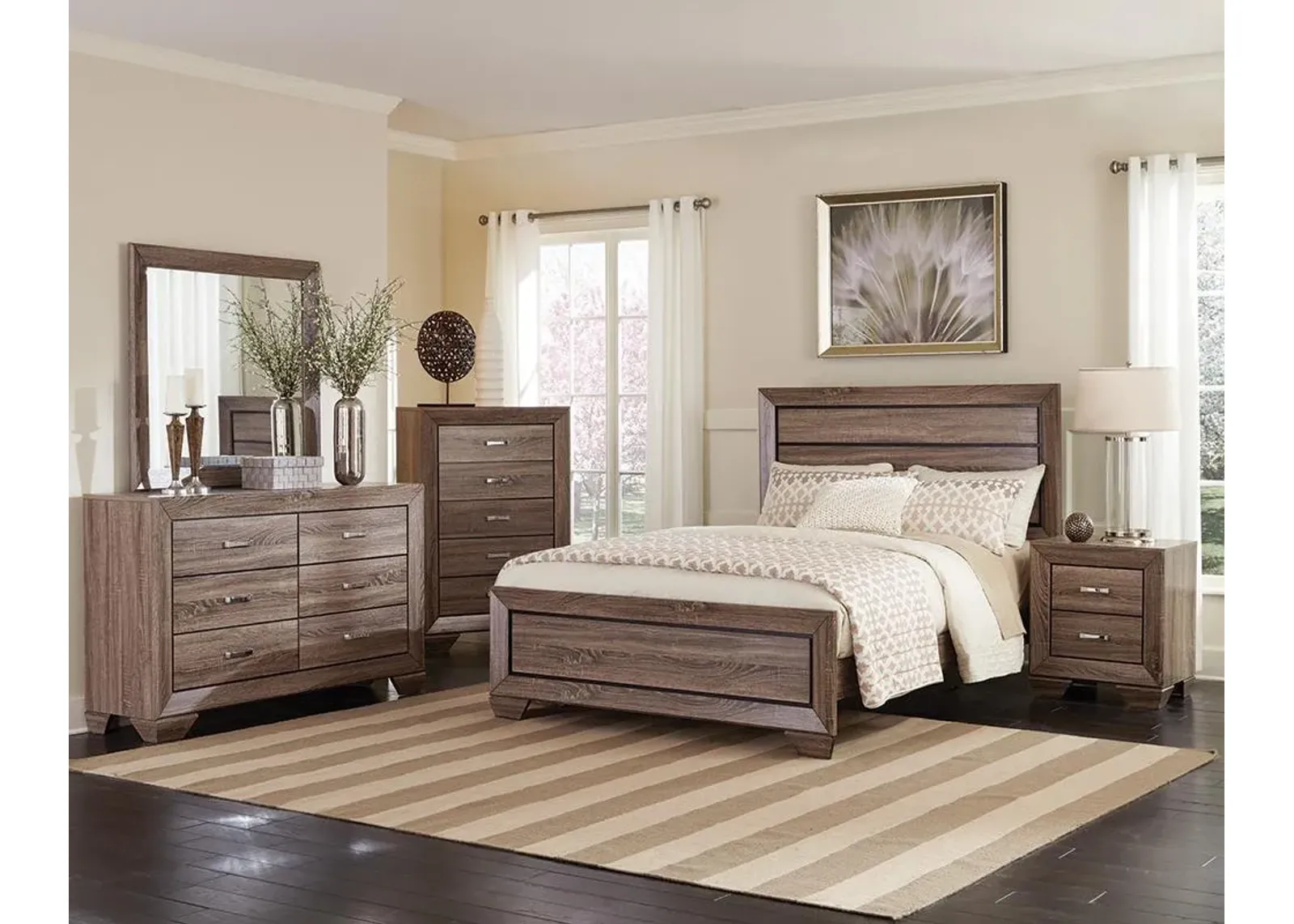 Coaster Kauffman Wood California King Panel Bed Washed Taupe