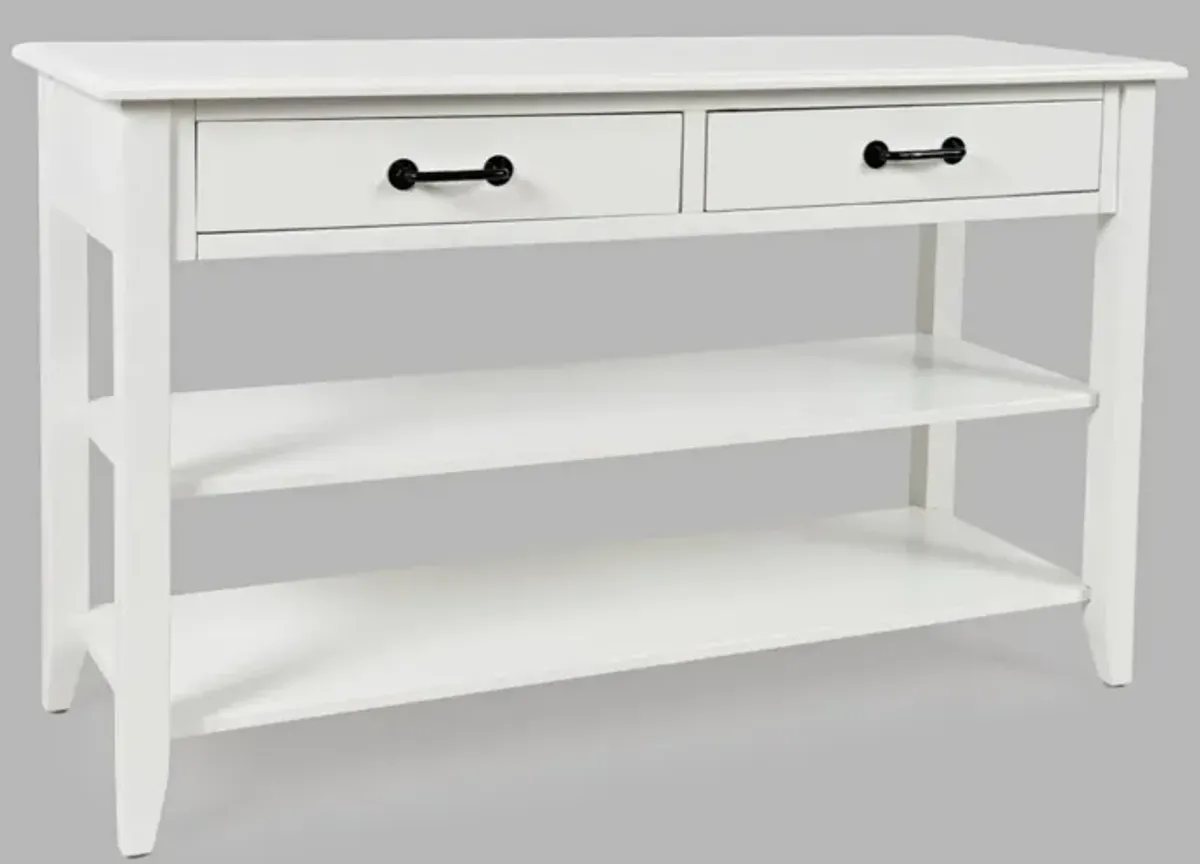 Jofran North Fork Sofa Table with 2-Drawers White