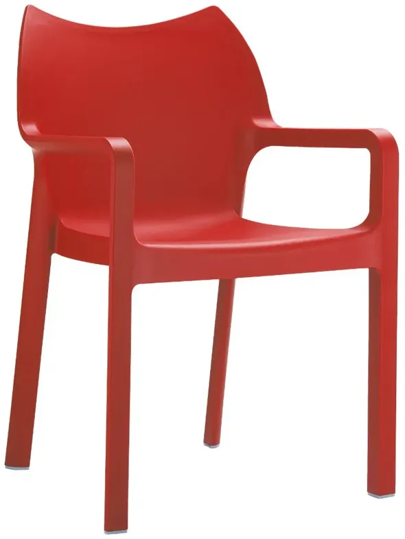 DIVA RESIN OUTDOOR DINING ARM CHAIR RED