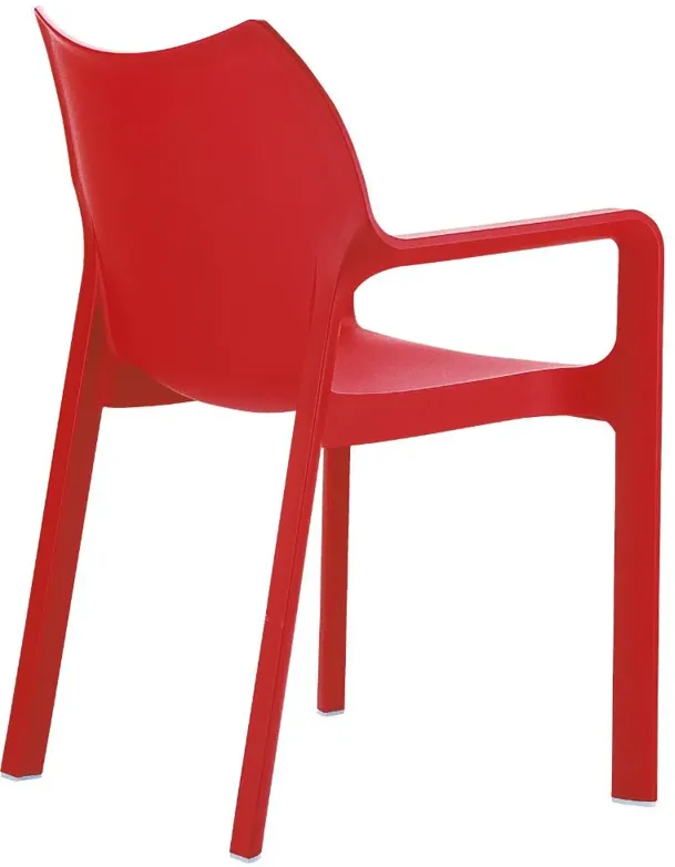 DIVA RESIN OUTDOOR DINING ARM CHAIR RED