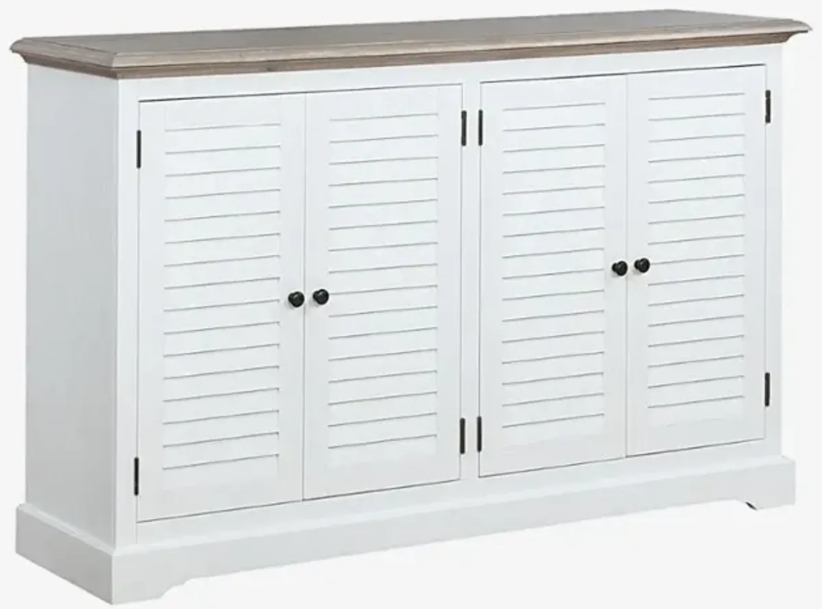 Madison Avenue Plantation White Credenza with French Grey Top