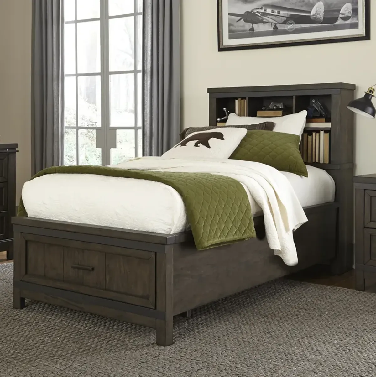 Kids/Teens Thornwood Hills Rock Beaten Gray Twin Bookcase Bed