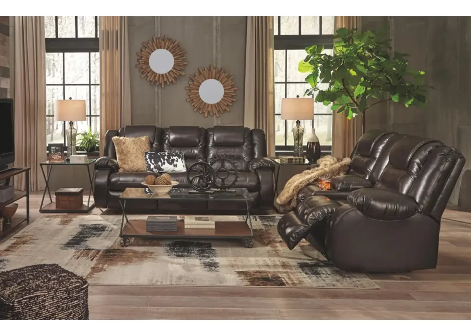 Ashley Vacherie Chocolate Reclining Sofa