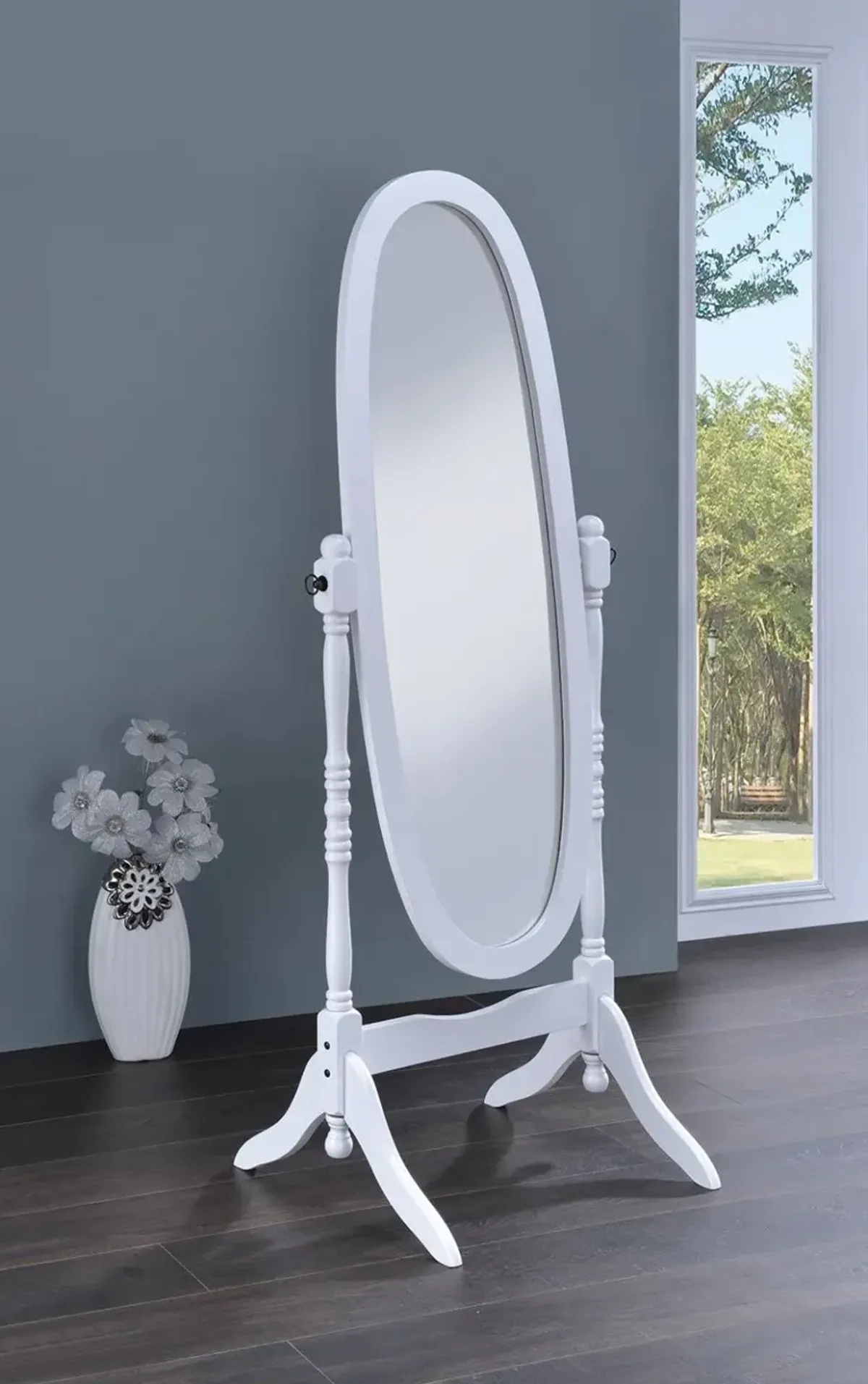 Coaster Foyet Wood Adjustable Full Length Cheval Mirror White