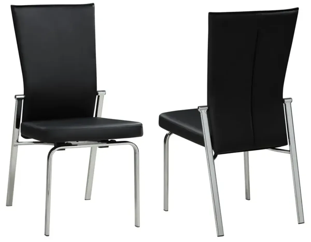 Chintaly Molly Black Contemporary Motion-Back Side Chair with Chrome Frame