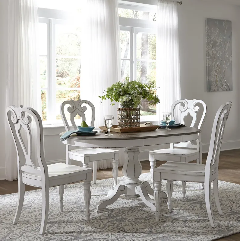 5 PIECE PEDESTAL TABLE SET - MAGNOLIA MANOR